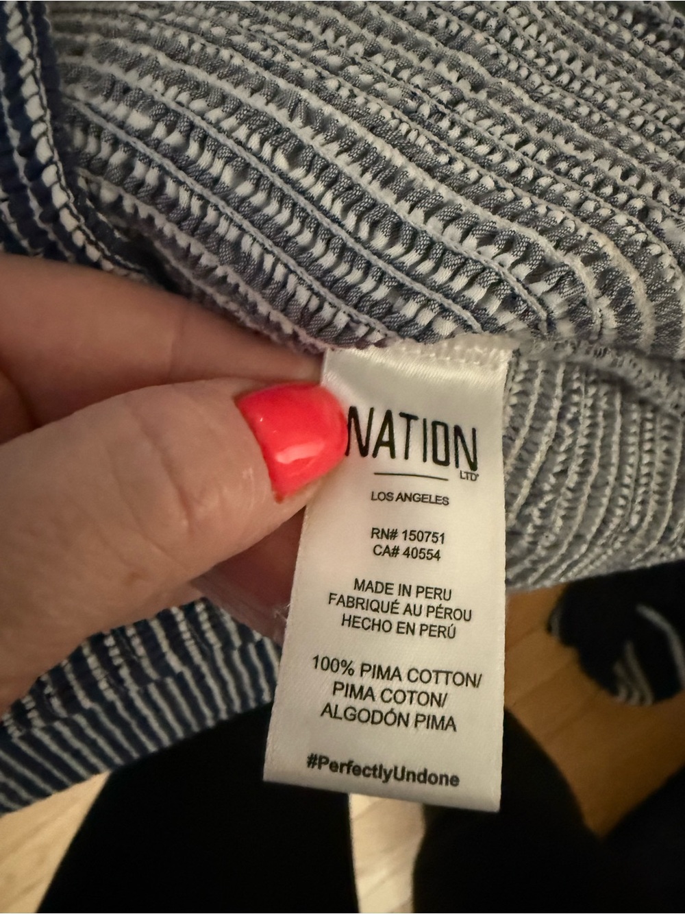 Nation LTD Navy & White Striped Square Neck Puff Sleeve Top - Picture 5 of 9